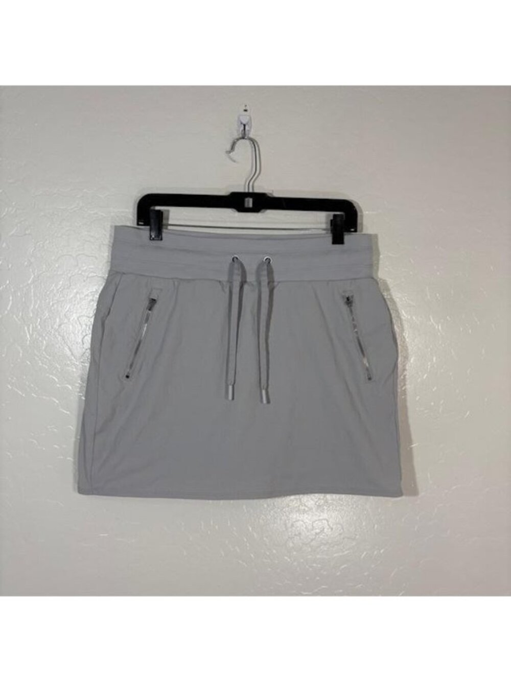 Athleta Skort Womens 10 Gray Drawstring Waist Zipper Pockets Athletic Golf